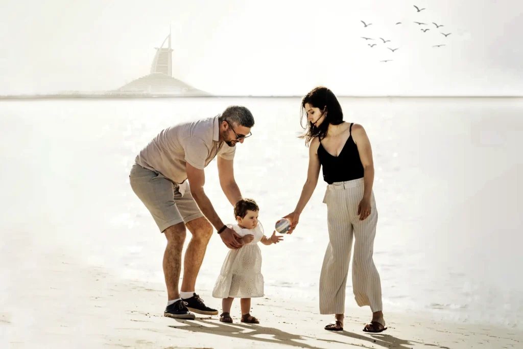 Family beach photography near Burj Al Arab, Dubai